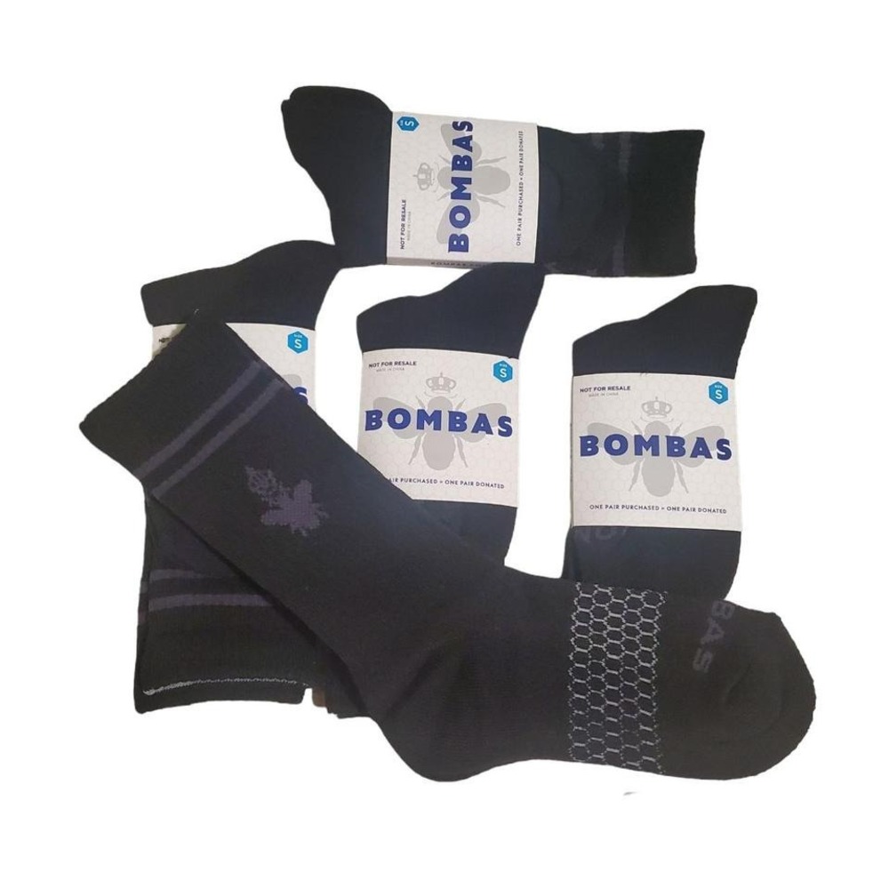 Bombas Womens Small Black Socks With Performance Footbed  Honeycomb Arch Support